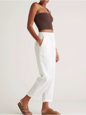Quince 100% European Linen Wide Leg Pull On Pants White Size Medium